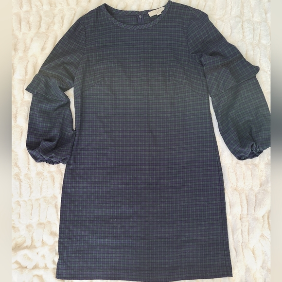LOFT Dresses & Skirts - Women's Loft Size 8 Green Blue Plaid Long Sleeve Business Work Career Dress